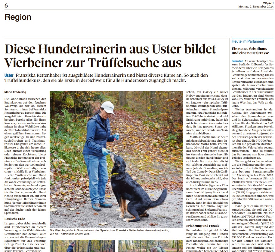Trüffelkurs Uster, Beitrag Zürcher Oberländer, 02.12.2024
